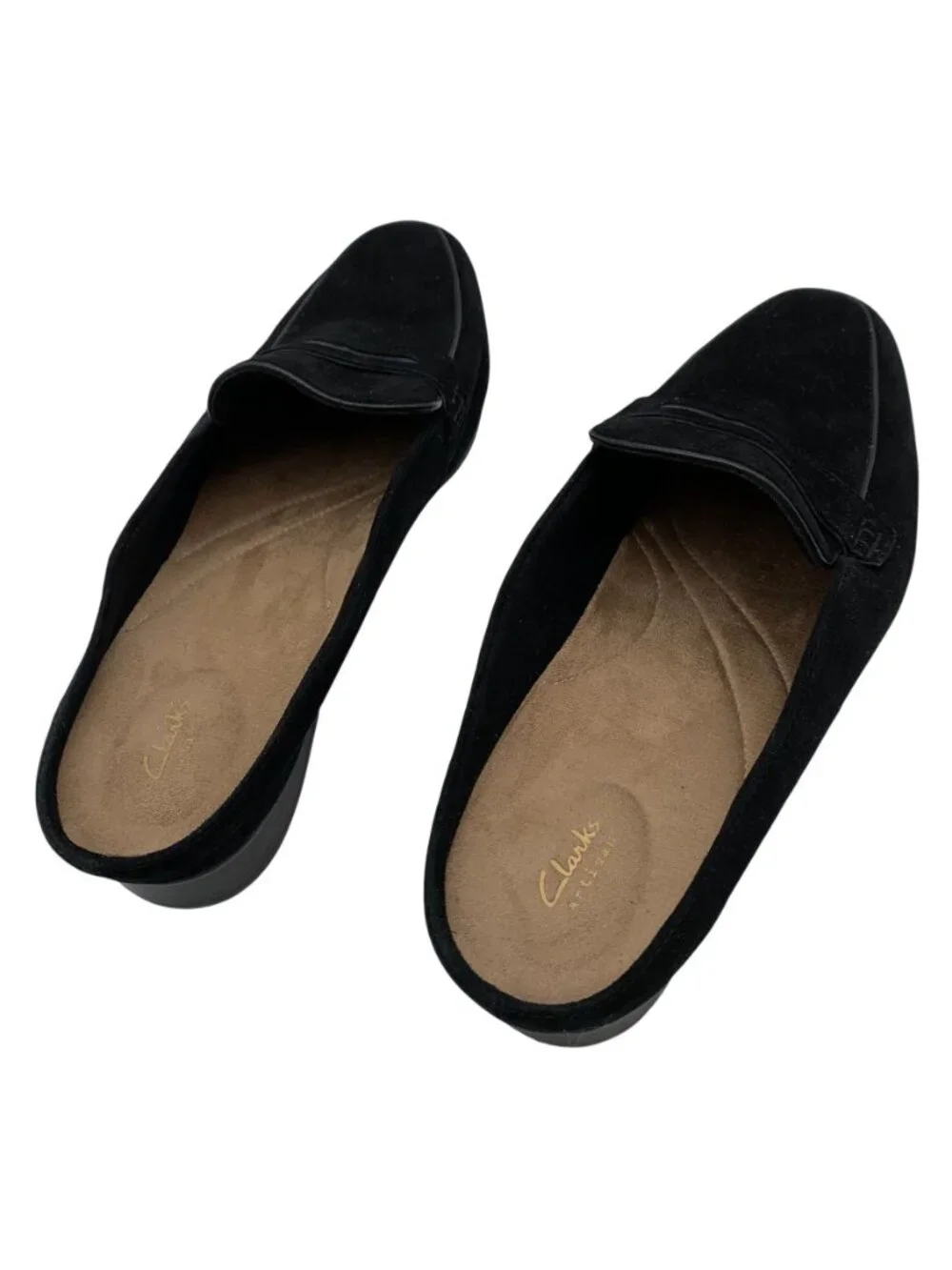 Clarks Artisan Womens 11W Black Suede Mule Loafers Slip On Shoes Keesha Donna